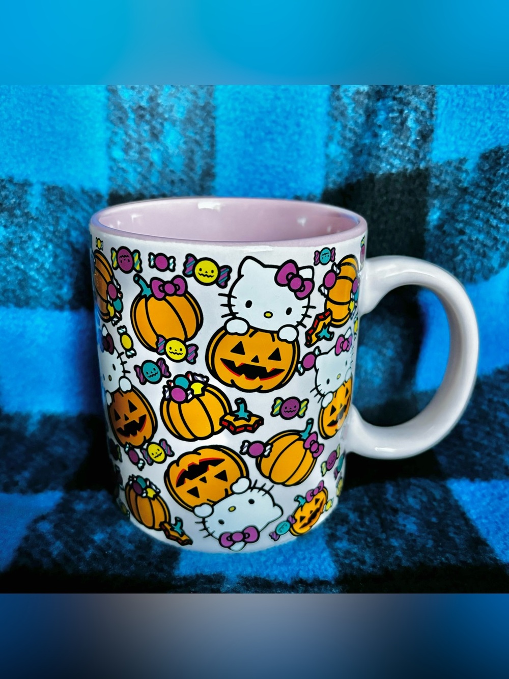 Hello Kitty Pink Halloween Pumpkin Candy Coffee Mug 16 oz.